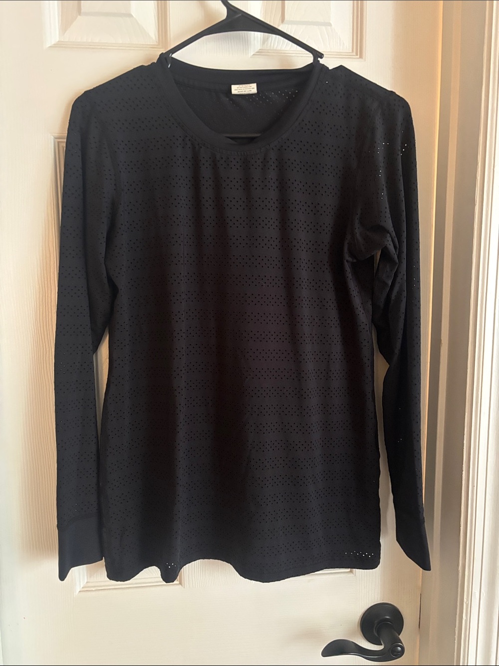 Zyia Black Long Sleeve Perforated Tee
